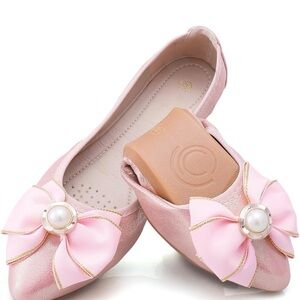 Elegant Pink Foldable Ballet Bow Flats